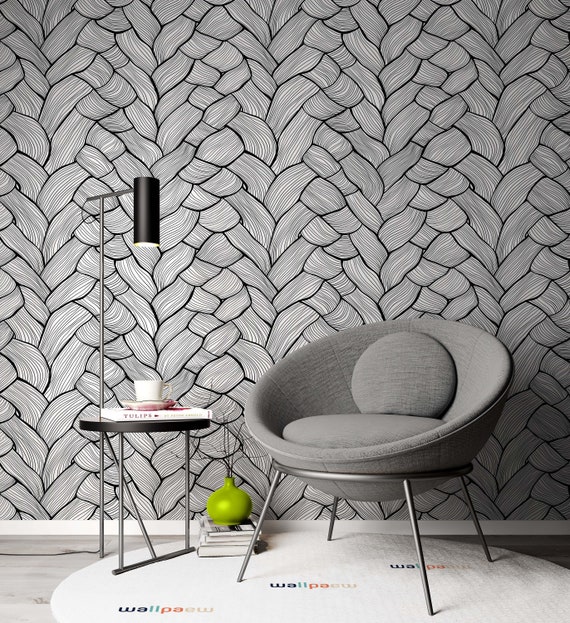 Abstract Hand Drawn Structural Motif Wallpaper Adhesive -