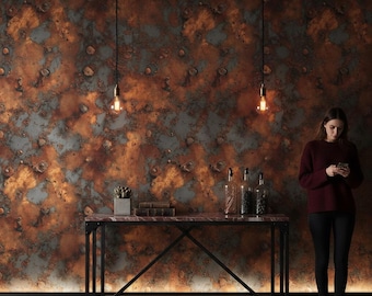 Industrial Wallpaper Textured Peel And Stick Rust Wall Mural