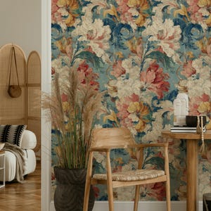 Vintage Floral Wallpaper Oil Painting Peel And Stick Baroque Wall Mural