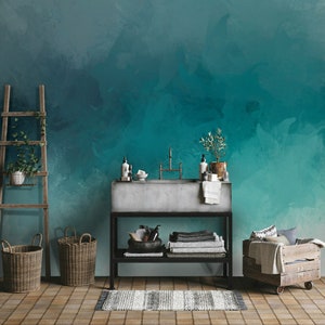 Atmospheric Blue and White Wave Abstract Wallpaper Self Adhesive Peel & Stick Wall Mural Wall Decoration Minimalistic Design Removable