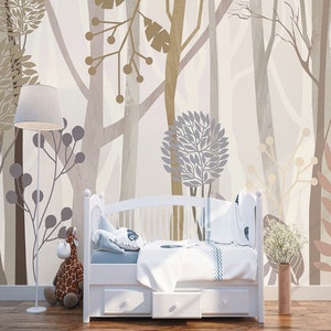 Tall Trunk Trees Wallpaper Self Adhesive Peel and Stick Wall - Etsy