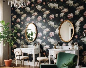 Floral Wallpaper Peonies Peel And Stick Vintage Wall Mural
