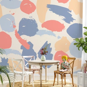 Motivo a pennellate in colori, design artistico, moda, carta da parati autoadesiva, decorazione murale rimovibile
