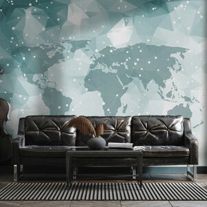 Papier peint de forme géométrique, carte du monde, papier peint auto-adhésif autocollant, décoration murale design scandinave, amovible