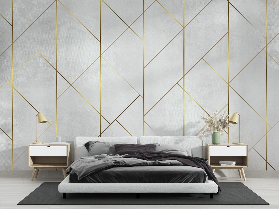 Abstract Geometric Modern Design Luxury Wallpaper Self - Etsy