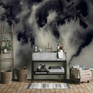 Abstract Ink Painting On Grunge Paper Background Wallpaper Self Adhesive Peel and Stick Wall Murals Wall Decoration Removable