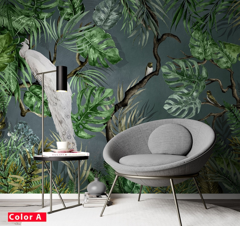 Exotic Tropical Green Leaves Luxury Wallpaper Self Adhesive - Etsy