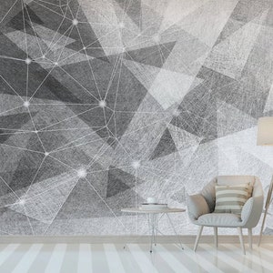 Forme geometriche triangolari cellule nervose astratte carta da parati moderna autoadesiva peeling e bastone murales murales decorazione murale rimovibile