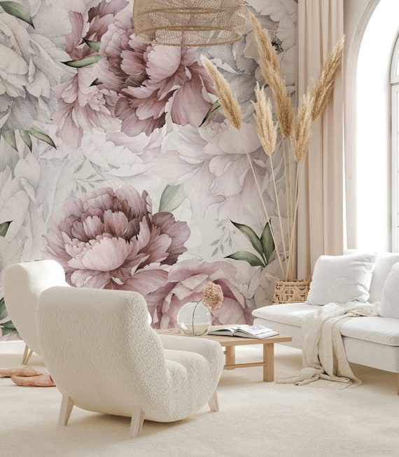 モダン花壁紙 - Peel and Stick - by単純な形状 6 Sheet Pack (2x9 Feet) : モダン花壁紙 \u2013 Peel and Stick \u2013 by単純な形状 6 Sheet