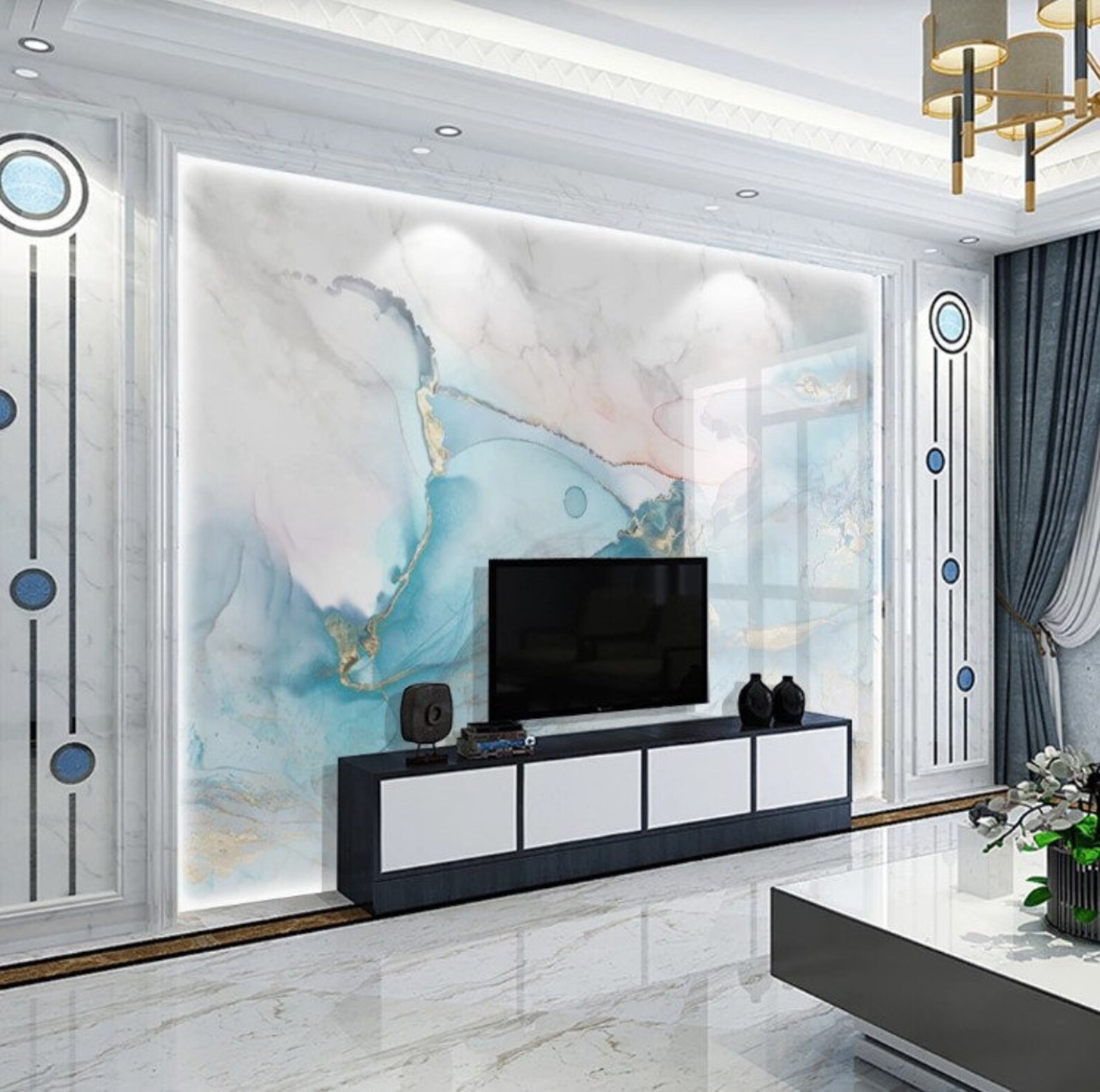 Abstract Ocean Texture Wallpaper Self Adhesive Peel and Stick Wall ...