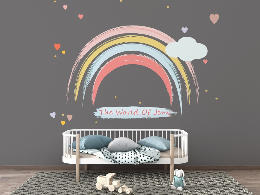 Rainbow Wallpaper Colorful Peel and Stick Wall Mural Cloud Removable - Etsy