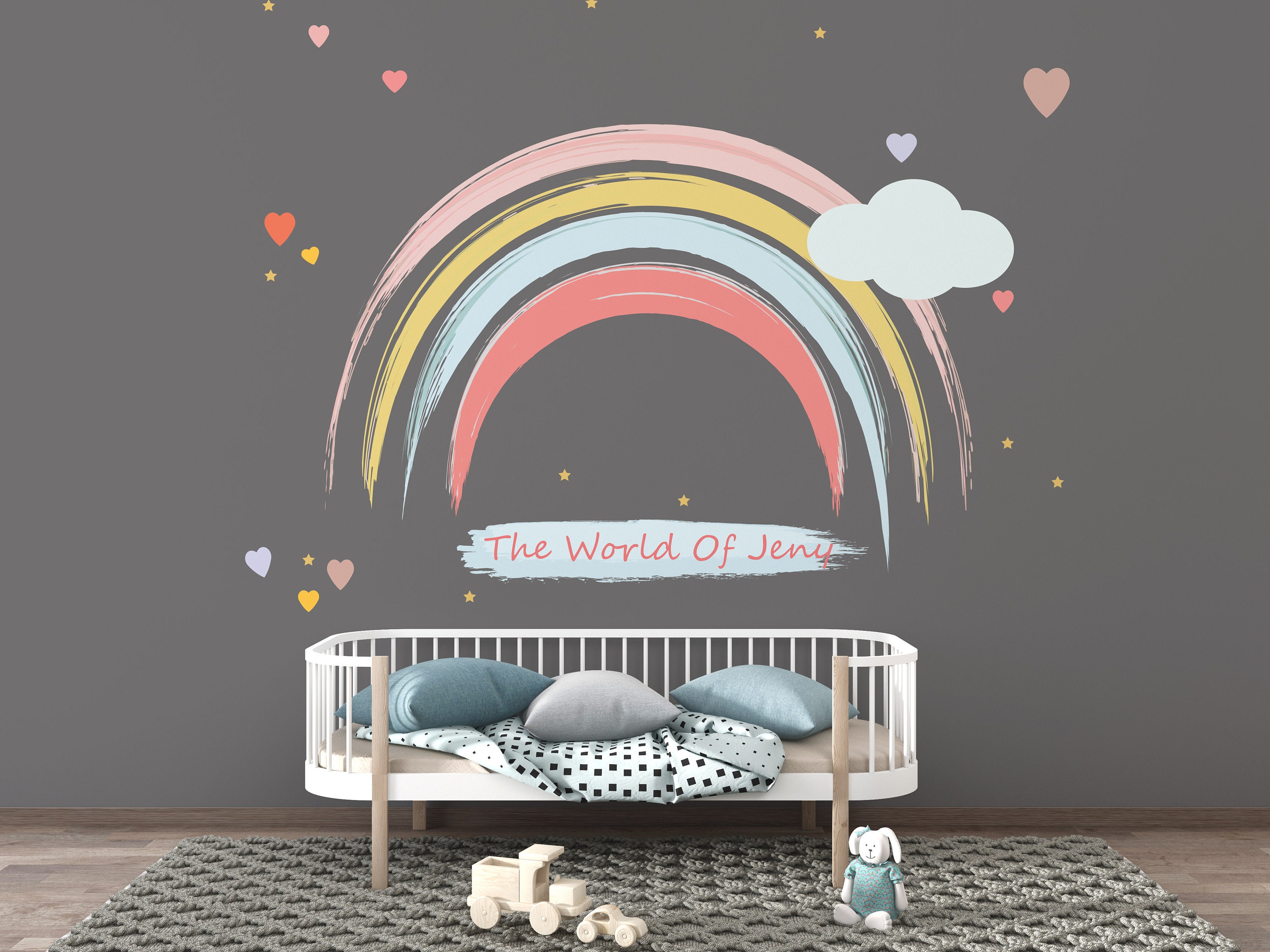 Rainbow Wallpaper Colorful Peel and Stick Wall Mural Cloud Removable - Etsy