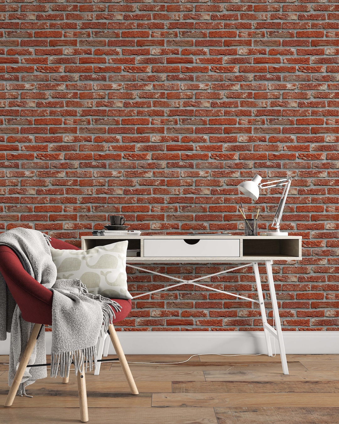 Red Brick Wall Wallpaper Self Adhesive Peel and Stick Wall Mural Wall ...