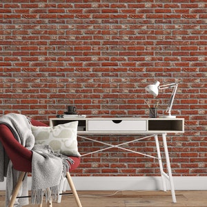 Carta da parati da parete in mattoni rossi Autoadesivo Peel and Stick Wall Mural Wall Decoration Minimalistic Scandinavian Design Mural Art Rimovibile