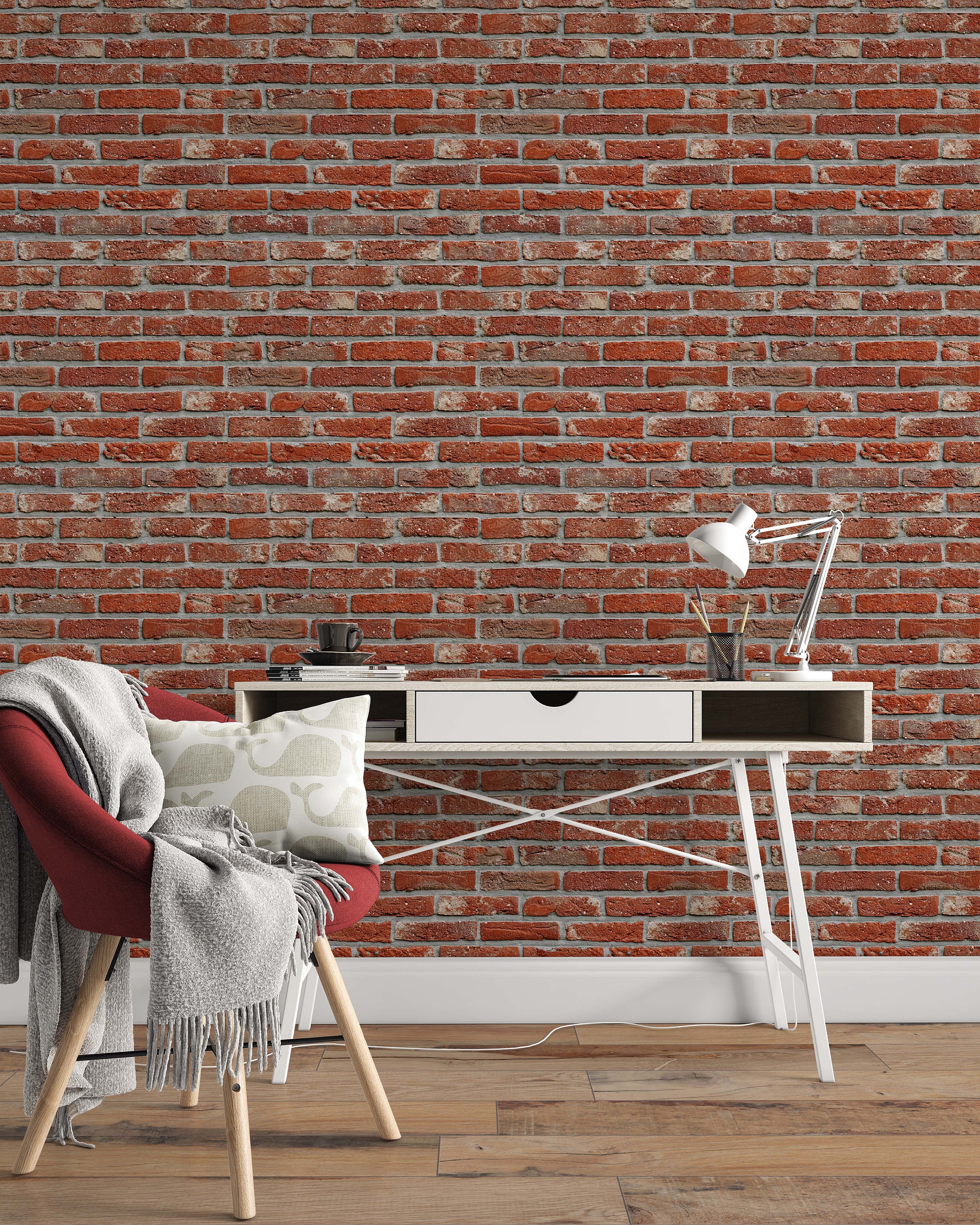 Red Brick Wall Wallpaper Self Adhesive Peel and Stick Wall Mural Wall ...