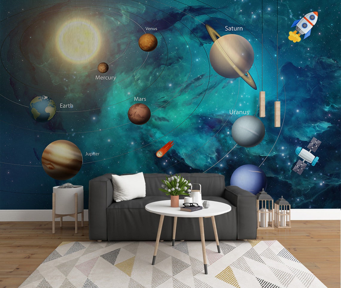Solar System Wallpaper, Starry Sky Peel and Stick Wall Mural - Etsy
