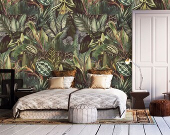 Tropical Plants And Flowers Exotic Floral Wallpaper Self Adhesive Peel and Stick Wall Murals Wall Decoration Scandinavian Design Removable