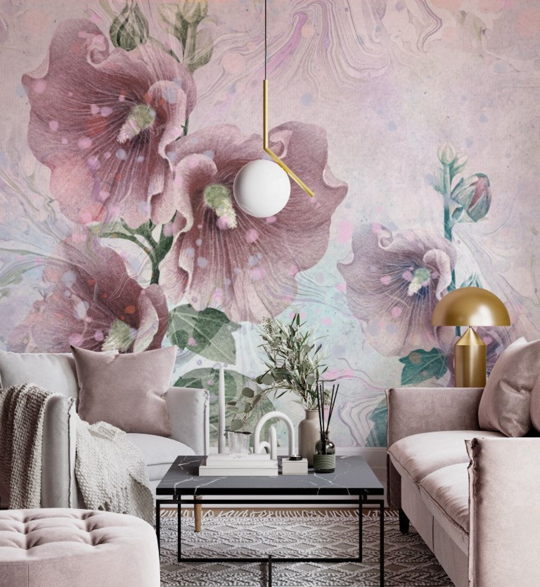 Vintage Style Large Pink Flowers Luxury Floral Wallpaper Self Adhesive ...