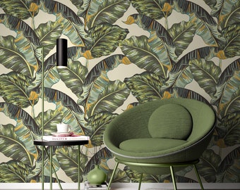 Vintage Stile Verde Piante Foglie Fiori Sfondo Floreale Carta da parati Autoadesivo Peel and Stick Wall Mural Wall Decoration Rimovibile