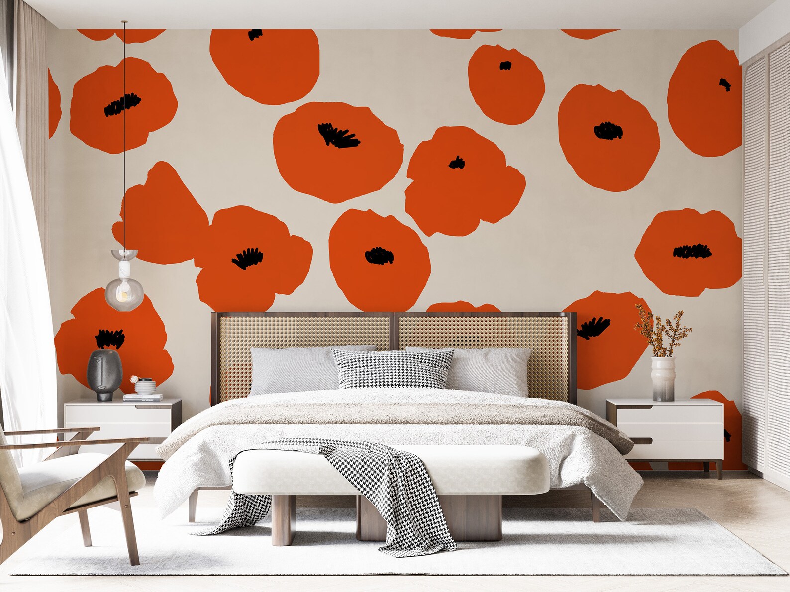 Poppy Flowers Wallpaper Abstract Floral Wall Mural Red Poppies Wall Art ...