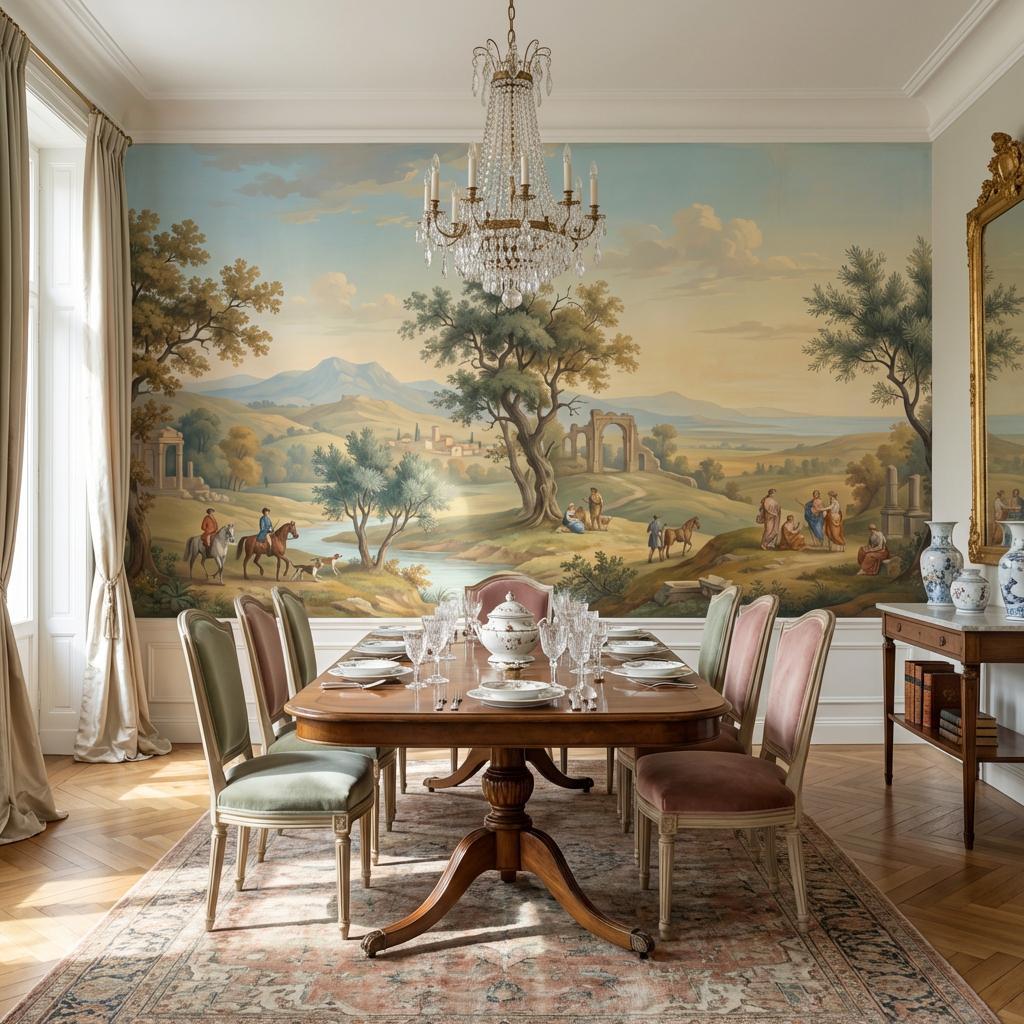 Pastoral Landscape Wallpaper Mural for Living Room With Italian Scenery ...