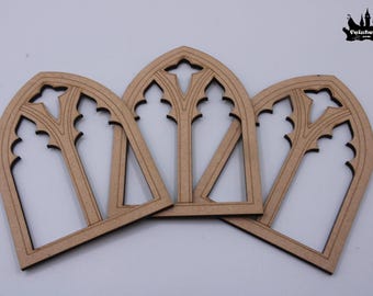 MDF Gothic Church Windows - Laser Cut Cathedral Style (3 pcs)