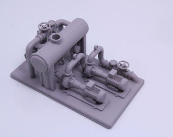 Pumps with Feedtank and Filters – Industrial Pump Station Diorama Accessory