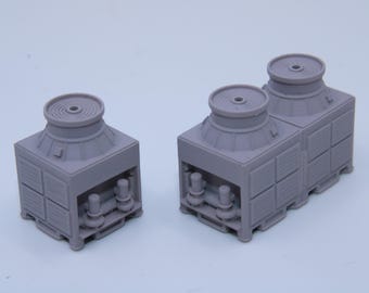 N Scale Square Cooling Towers – Industrial Cooling Units - 1 Single + 1 Double (Set)