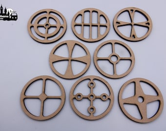 MDF Laser Cut Round Grilles – Mini Vents, Dollhouse Diorama Model Kit (8 Pc)