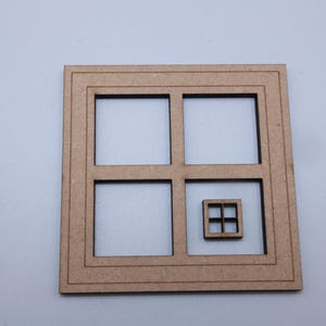 MDF Laser Cut Window Frames – Miniature Square Windows in Multiple Sizes – Craft Supplies for Dollhouses, Dioramas & Models – Window Set