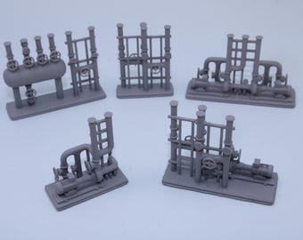 HO Scale 1:87 – Set of 5 Industrial Pump & Pipe Modules
