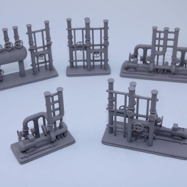 HO Scale 1:87 – Set of 5 Industrial Pump & Pipe Modules