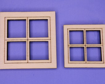 Fenêtre carrée en bois pour diorama ou maison de poupée