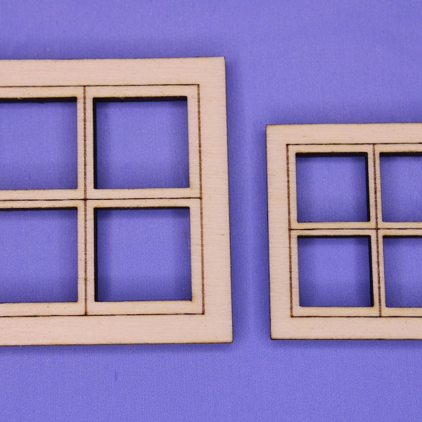 Square Wooden Window for diorama or dollhouse