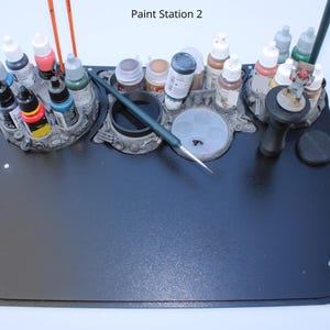 Miniature Paint Station 2 Organizer – Handmade Resin Hobby Desk Workstation Setup for Miniature Painters