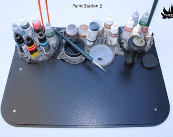 Miniature Paint Station 2 Organizer – Handmade Resin Hobby Desk Workstation Setup for Miniature Painters