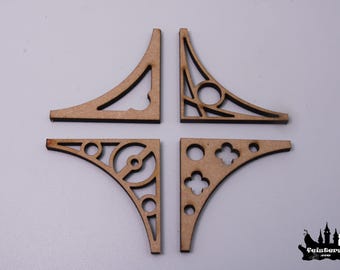 MDF Laser Cut Gothic Corner Braces – 16 Piece Set for Dollhouses, Dioramas