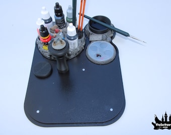 Miniature Paint Station 3 Organizer – Handmade Resin Hobby Desk Workstation Setup for Miniature Painters