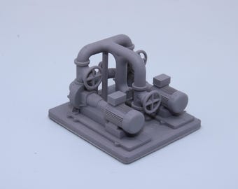 Industrial Pumpskid with 2 Pumps and Valves – Resin Model - All Scales