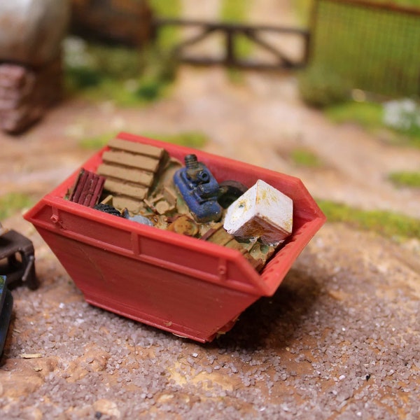 Miniature Skip in HO-scale - Filled with waste