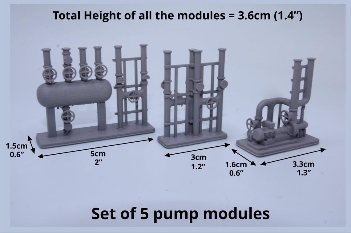 Module 593 Models HO Scale 1:87 – Set of 5 Industrial Pump & Pipe Modules - Etsy