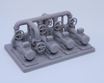 Industrial Pumpskid with 4 Pumps and Valves – Resin Model - All Scales