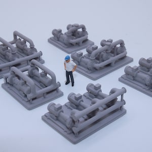 HOスケール工業用ポンプスキッド - 工場ジオラマや列車積載用樹脂モデル - 未塗装 1:87 鉄道模型アクセサリー