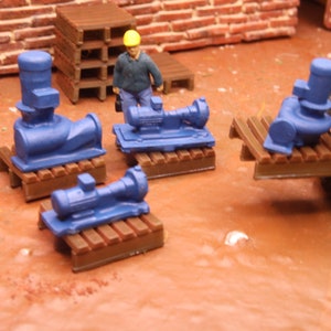 Bombas industriales a escala HO 1:87 – Juego de 8 piezas de maquinaria de resina – Detalle de fábrica en miniatura – Kit de maqueta sin pintar para diorama o maqueta de tren
