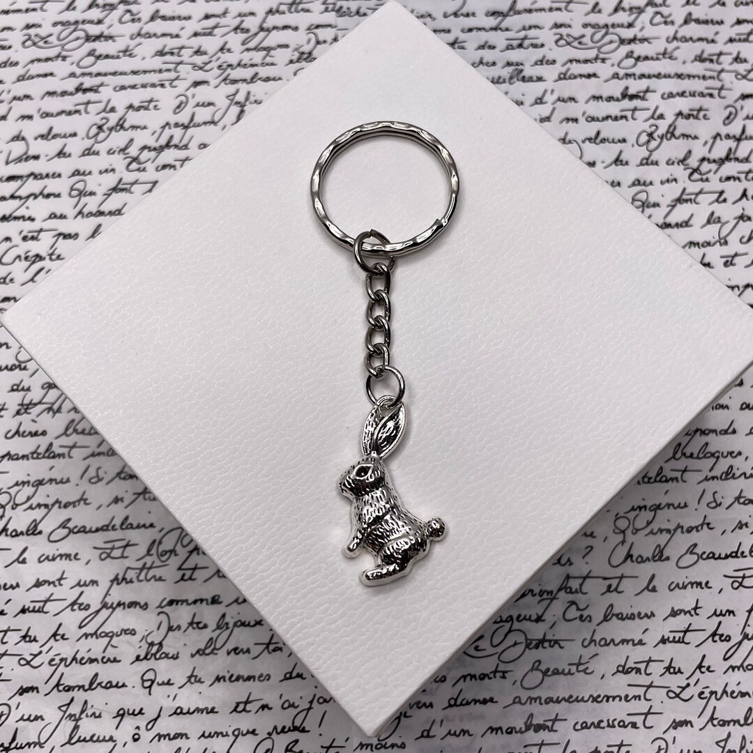 Bunny Rabbit Silver Keyring Keychain Unique Gift - Etsy