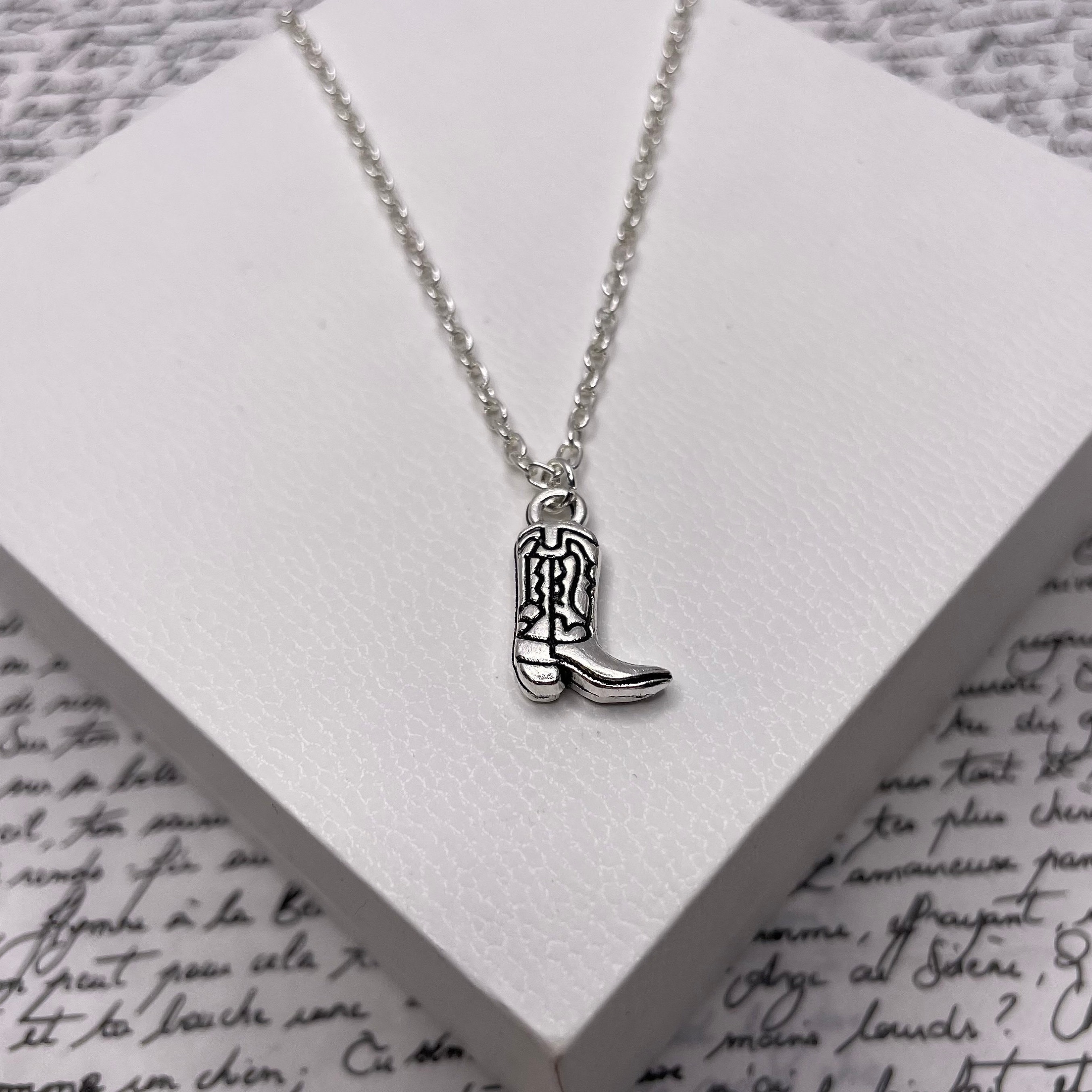 Cowboy Boot Silver Chain Necklace Pendant Jewellery Gift