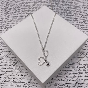Heart Stethoscope Silver Chain Necklace Pendant Jewellery Gift