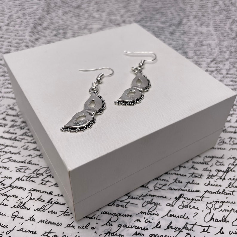 Masquerade Mask Silver Earrings Jewellery Gift Etsy UK