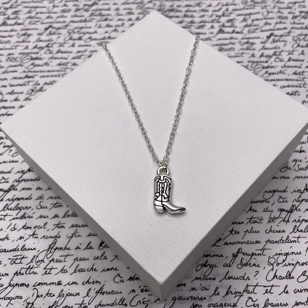 Cowboy Boot Silver Chain Necklace Pendant Jewellery Gift
