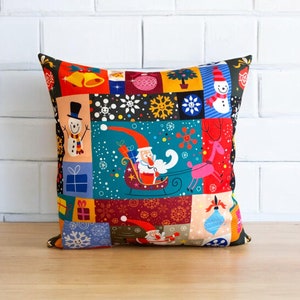 Christmas Patchwork Pillow Cover, Holiday Decor Ideas, Trend Xmas Gift